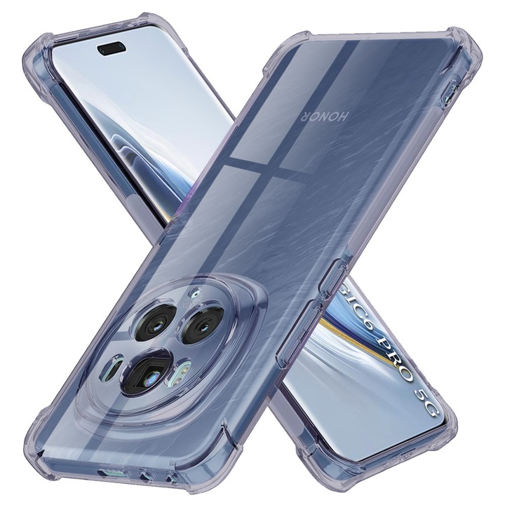Husa Clear Anti-Soc pentru Honor Magic6 Pro, Protectie Colturi AirBag, Rezisntenta Socuri si Zgarieturi, Design Slim, Anti-Ingalbenire, Fumuriu