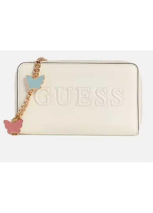 Portofel dama, GUESS, Lilly, crem, 15x10x2 cm