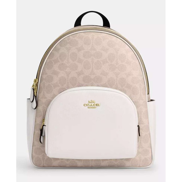 Дамска раница, COACH, Court Canvas, бежова, 27x32x12 см