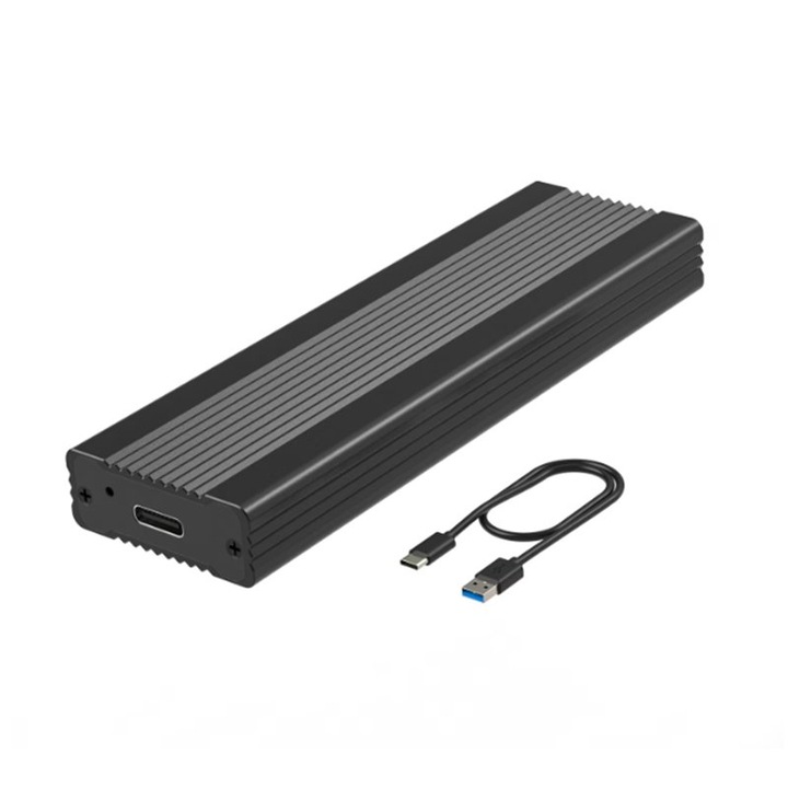 Carcasa SSD externa, ZOUN, M.2 NVMe/NGFF, Type-C 3.1, universala, Plug-and-Play, negru