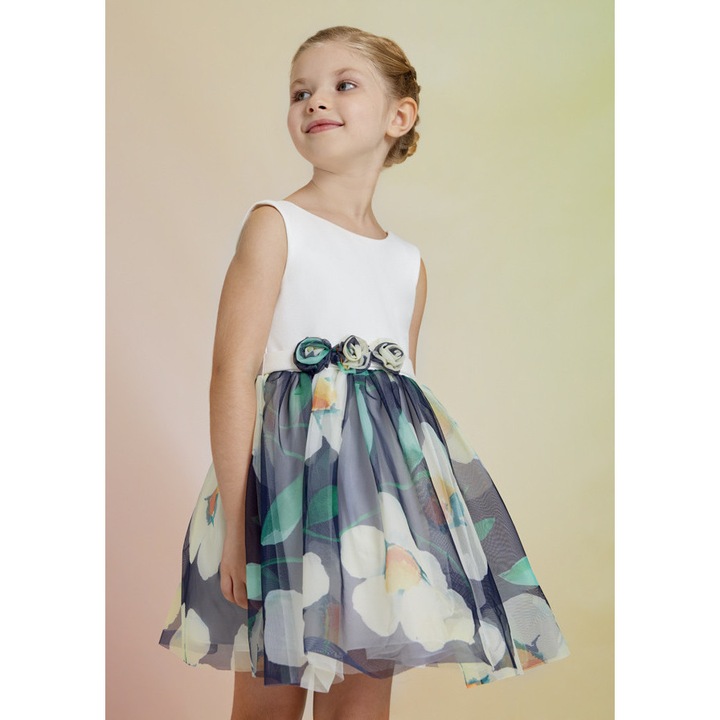 Abel &Lula, Rochita cu imprimeu cu flori verzi, 5043, 116 cm