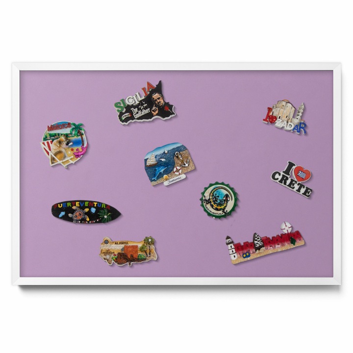 Mágnestábla, Tulup, Pasztell lila szín, Fehér keret, 60 x 40 cm, 0108407000101ccd2afcf