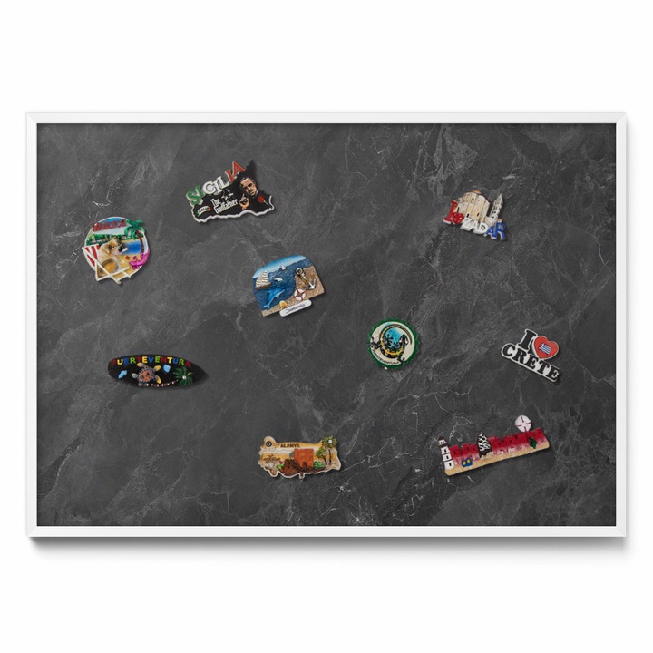 Tabla magnetica decorativa Tulup, imprimeu cu structura de piatra, rama alba, 100x70cm