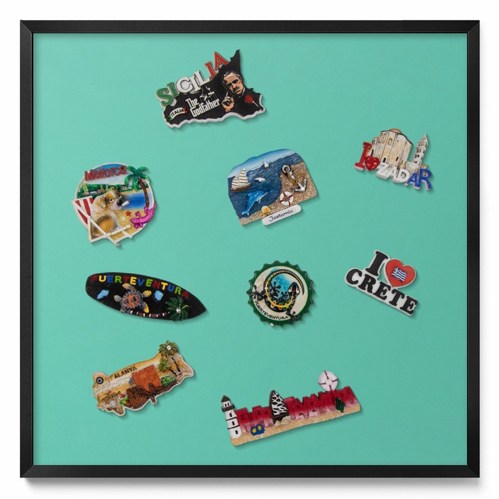 Tabla magnetica decorativa Tulup, imprimeu unic, negru, 50x50cm