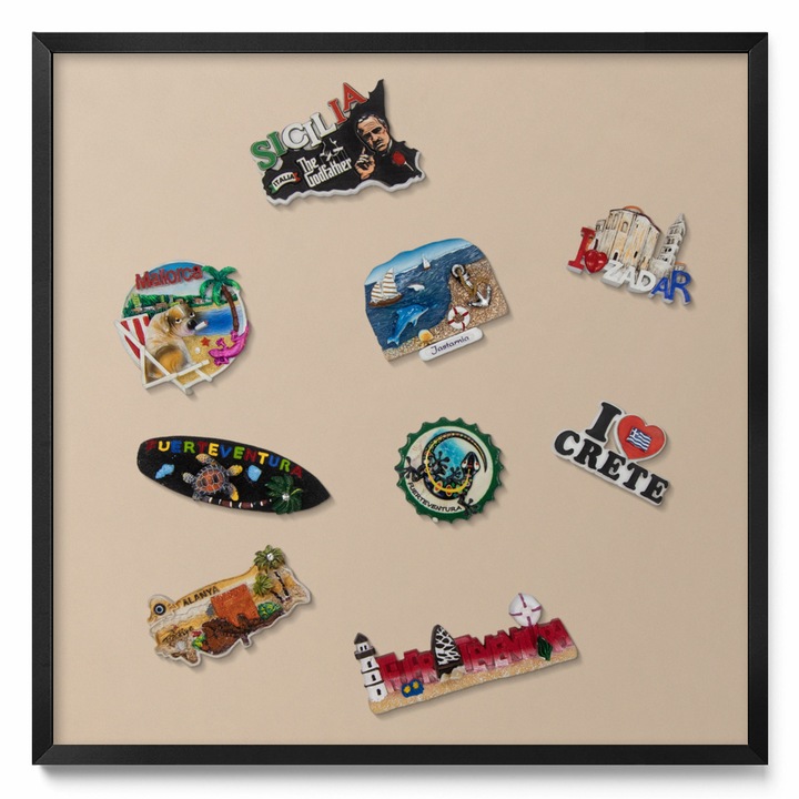 Tabla magnetică decorativă Tulup, 50x50cm, culoare bej, ramă neagră