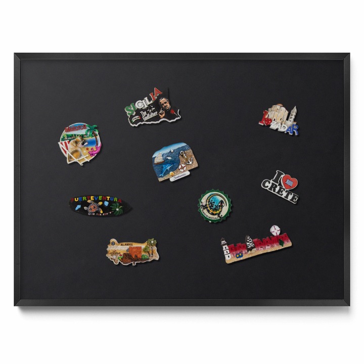 Tabla magnetică decorativă Tulup, neagră, 80x60cm, montare pe perete