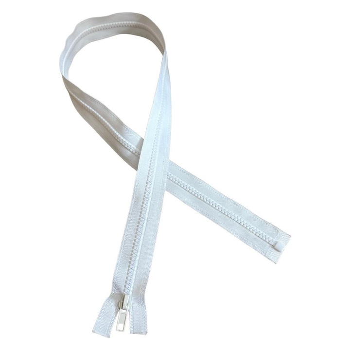 Fermoar Injectat Alb 70cm - Dinti Grosi 5mm - Rezistent pentru Geci & Hanorace