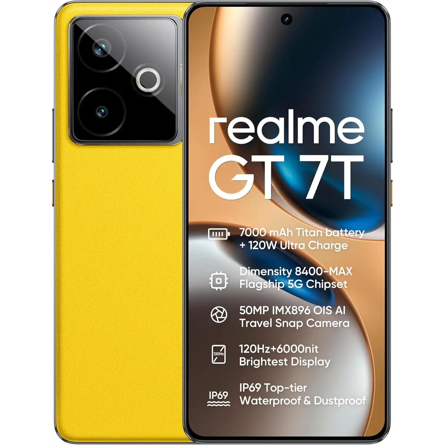 realme 7T 本体 6000mAh Telefon mobil Realme GT 7T, 12GB RAM, 512GB, 5G, galben - eMAG.ro