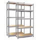 Комплект 2 метални стелажа HUMBERG 150x75x30см, 5 рафта, сребрист, за съхранение