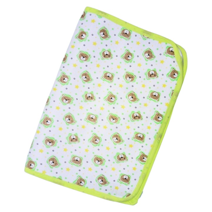 Aleza impermeabila si refolosibila din bumbac 70 x 50 cm pentru bebe, Mini Junior ALZ0109V3, Verde