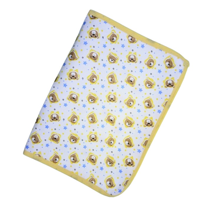 Aleza impermeabila si refolosibila din bumbac 70 x 50 cm pentru bebe, Mini Junior ALZ0109G3, Galben