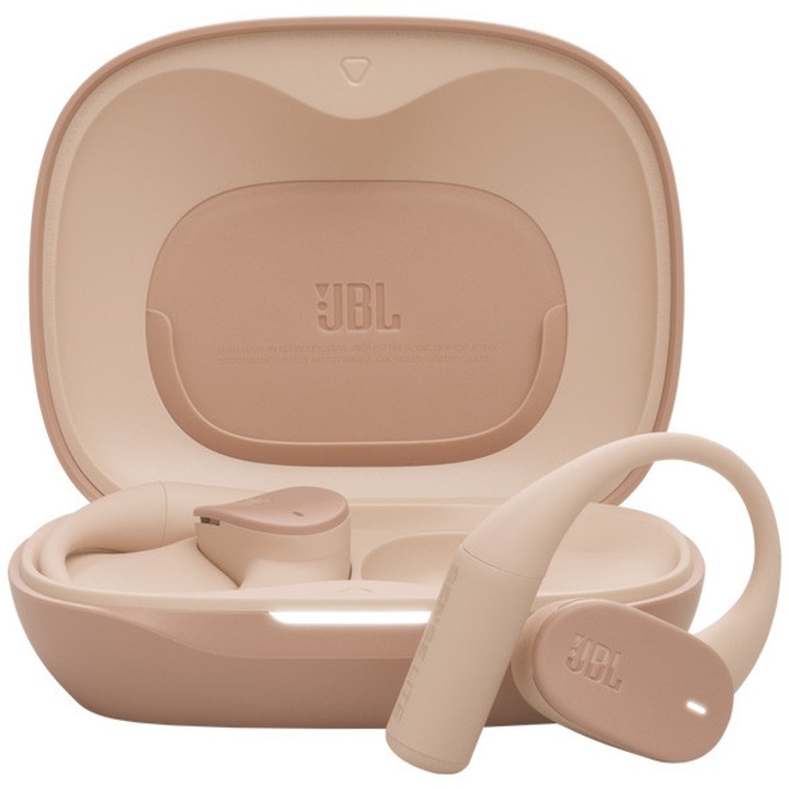 JBL Sense Lite fülhallgató, Open ear, valódi vezeték nélküli, Bluetooth, 4 mikrofon, multipoint, 32 órás akkumulátor-élettartam, IP54, bézs