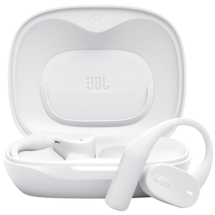 Слушалки Open-Ear JBL Sense Lite, True Wireless, Bluetooth, 4 микрофона, Multipoint, Автономност 32 часа, IP54, Бял