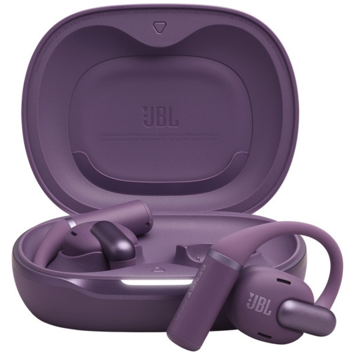 JBL Sense Pro fülhallgató, Open ear, valódi vezeték nélküli, Bluetooth, nagy felbontású hangzás, 4 mikrofon, multipoint, 38 óra akkumulátor-élettartam, Lila