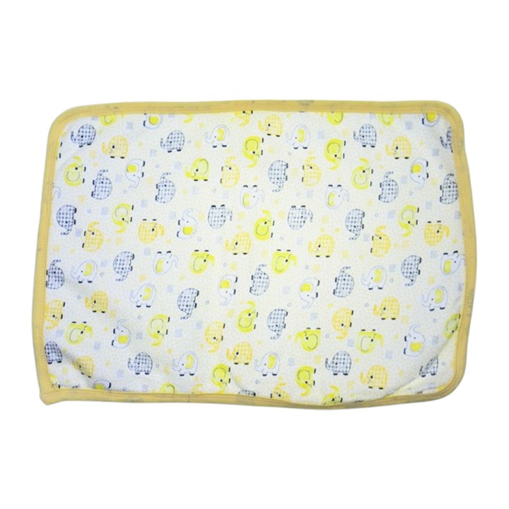 Aleza impermeabila si refolosibila din bumbac, 60 x 40 cm pentru bebe, Mini Junior ALZ0109G, Galben 0 luni +