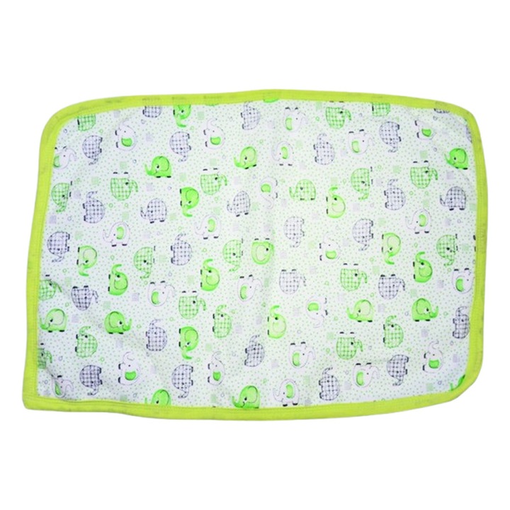 Aleza impermeabila si refolosibila din bumbac, 60 x 40 cm pentru bebe, Mini Junior ALZ0109V, Verde 0 luni +