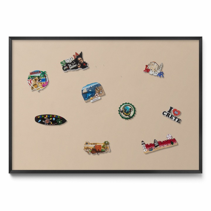 Tabla magnetica decorativa, Tulup, bej, 100x70cm, rama neagra