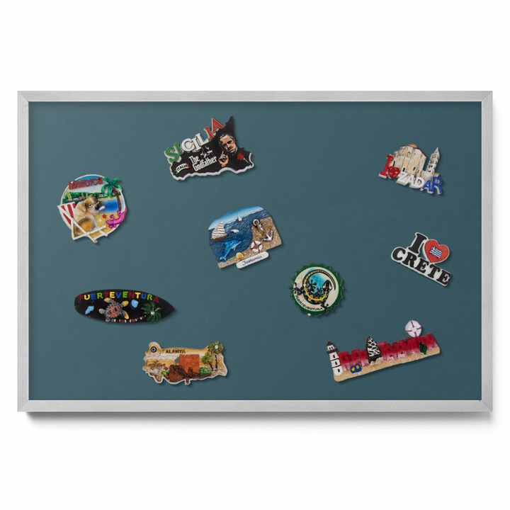 Tabla magnetică Birou, Tulup, 60x40 cm, marin închis, ramă argintie