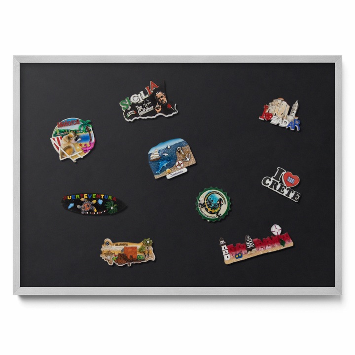 Mágnes tábla, Tulup, Fekete szín, Ezüst keret, 70 x 50 cm, 0108407000304cc1f1b1a