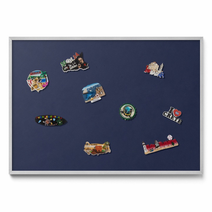 Tabla magnetica decorativa Tulup, 100x70cm, bleumarin inchis, rama argintie