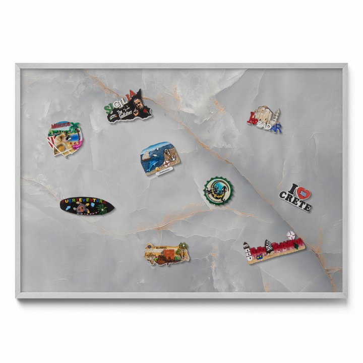 Mágneses tábla, Tulup, Elegáns díszes márvány, Ezüst keret, 100 x 70 cm, 010840700050400283366