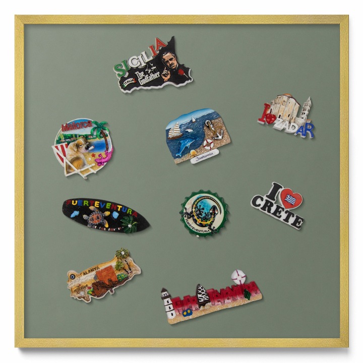 Mágneses tábla, Tulup, Olivazöld szín, Arany keret, 50 x 50 cm, 0108407000203cc737f6b