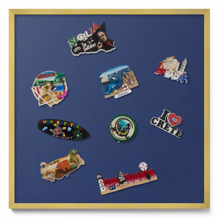 Mágneses falitábla, Tulup, Sötétkék szín, Arany keret, 50 x 50 cm, 0108407000203cc3a3555