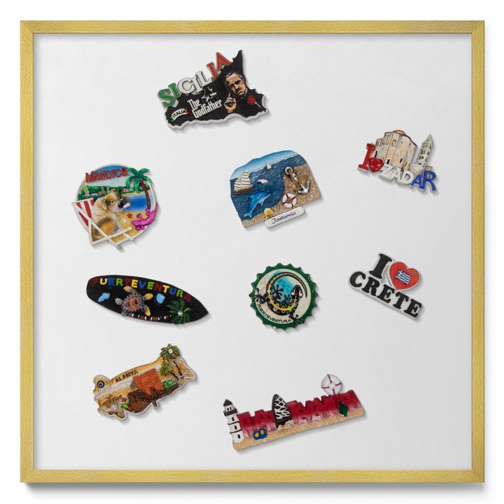 Tabla magnetică pentru copii, Tulup, alb, ramă aurie, 50x50cm