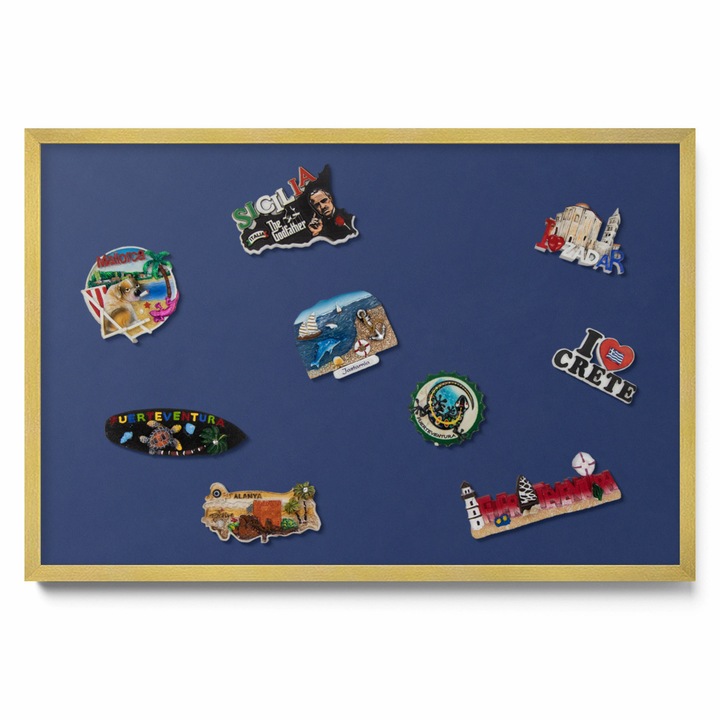 Tabla magnetica, Tulup, decorativa, bleumarin, rama aurie, 60x40cm