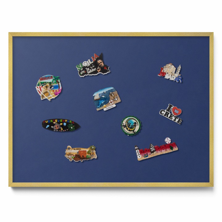 Mágneses falitábla, Tulup, Sötétkék szín, Arany keret, 80 x 60 cm, 0108407000403cc3a3555