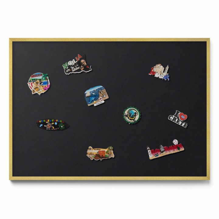 Tabla magnetica decorativa Tulup, 100x70cm, neagra cu rama aurie