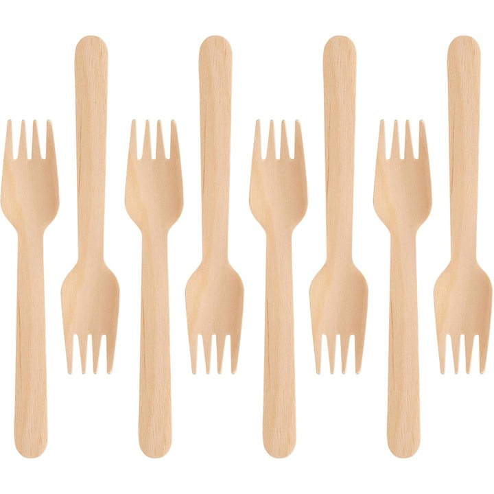 Комплект 8 дървени вилици Martom 16см, биоразградими, за парти, барбекю