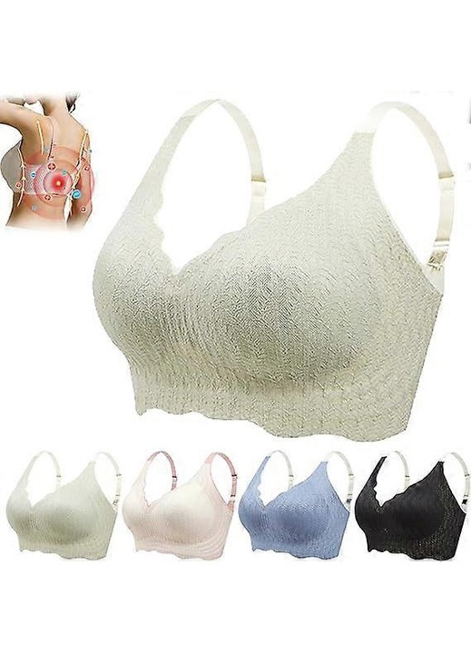 Sutien modelator, corector de postura, efect de lifting, dantela zero feel, verde, material respirabil