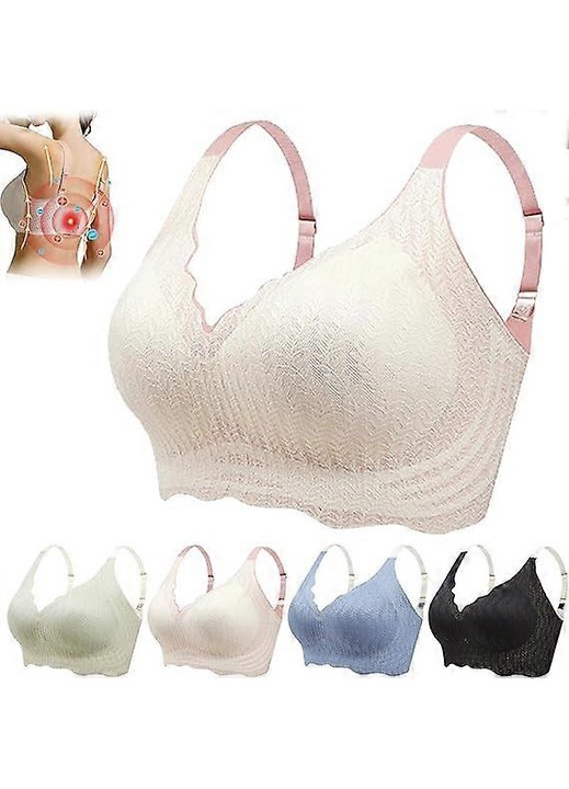Sutien modelator, dantela, alb, nylon, efect de lifting, corectare postura