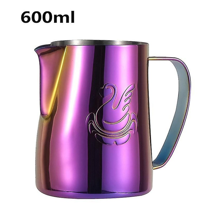 Ibric pentru spumare lapte, inox, 600ml, mov