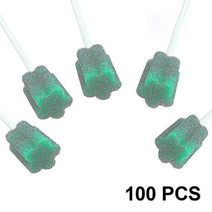 Set 100 Bureti de Curatare pentru Cavitatea Orala, verde, 95x2mm