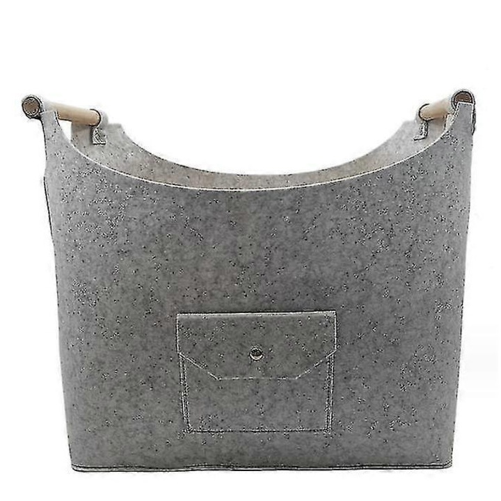 Cos de lemne din fetru, 45x40x32cm, 68 litri, gri deschis, design pliabil