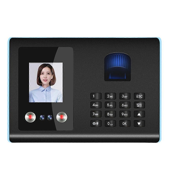 Dispozitiv de Inregistrare Prezenta E6, recunoastere faciala, amprenta, parola, capacitate mare de stocare, negru