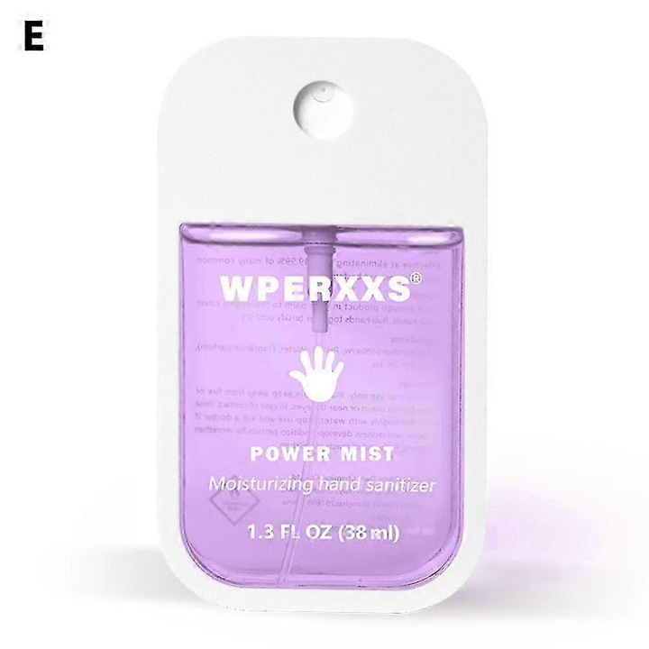 Spray igienizant pentru maini, 38ml, parfum aloe albastra, ceai rosu, citrice portocalii, vanilie galbena, lavanda mov, menta verde