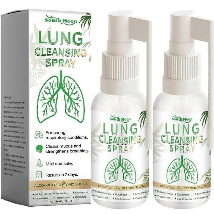 Set 2 x Spray pentru curatarea plamanilor, extract natural din plante, fara miros iritant