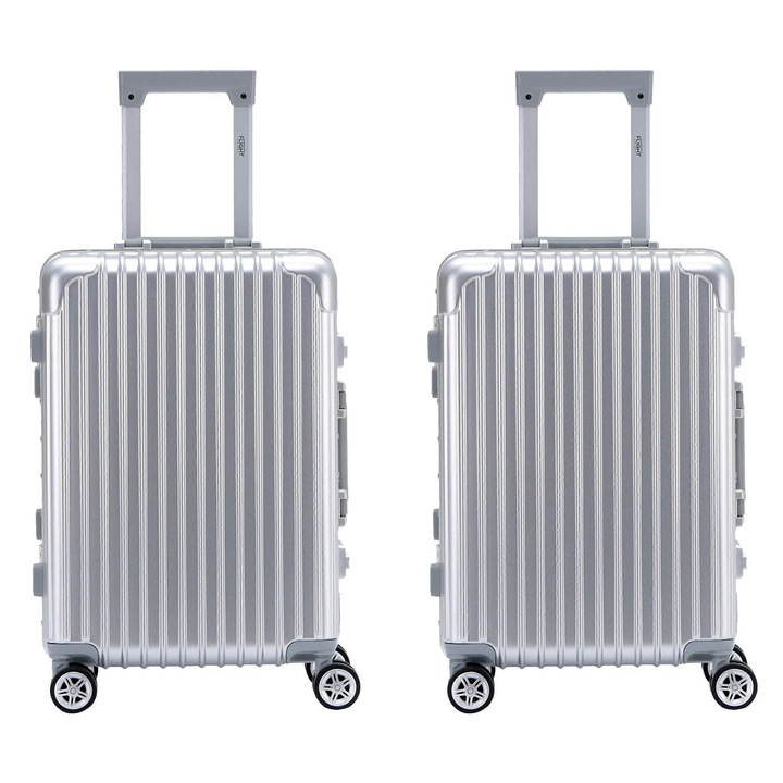 Utazótáska szett, Kabin 21" és Közepes 26", ezüst, méretek 55x35x20cm és 65x43x25cm