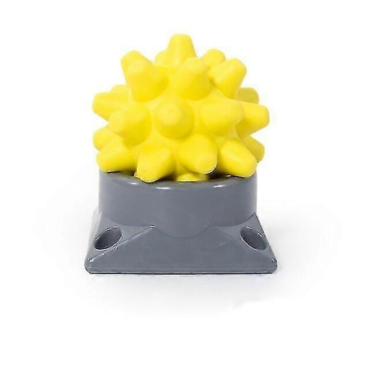Масажна топка с основа, 7.5см, TPR, жълта, комплект