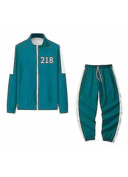 Set trening cu gluga, Model Squid Game, verde, bumbac, M INTL