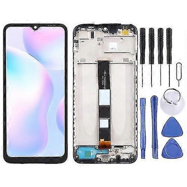 Резервен LCD екран с дигитайзер и рамка за Xiaomi Redmi 9A/9C/9C NFC/9i/9AT/9 Activ/Poco C31, черен