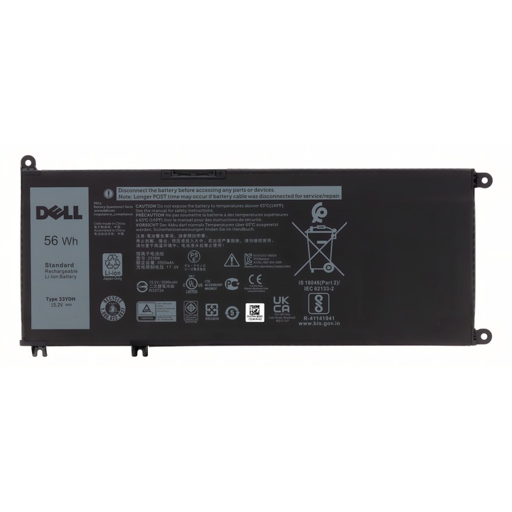 Dell laptop akkumulátor 56Wh 4-cellás 3500mAh 15,2V, 33YDH 99NF2 W7NKD 7FHHV