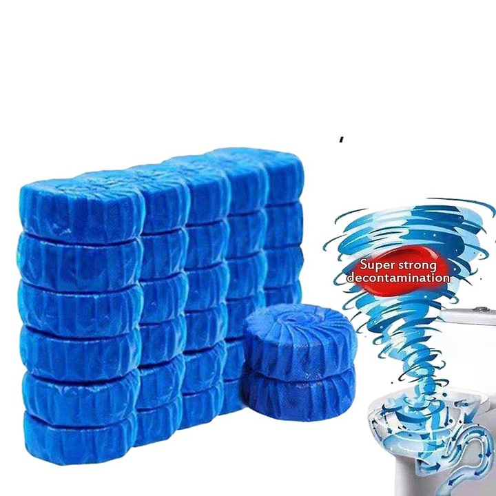 Tablete de curatare si deodorant pentru toaleta, 5x5x1cm, albastru