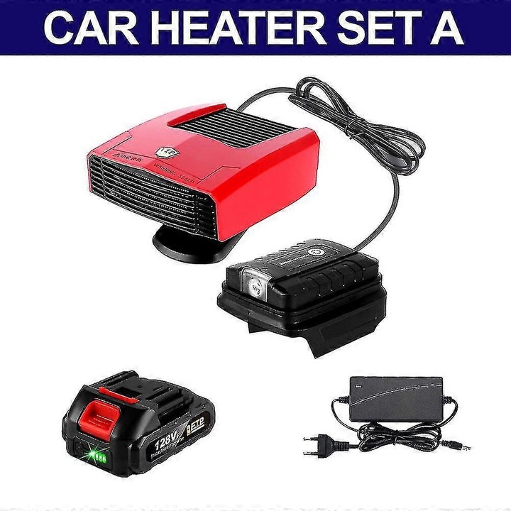 Електрически вентилатор 4 в 1 600W за размразяване на предно стъкло, комплект с 1 батерия, електронни аксесоари за кола