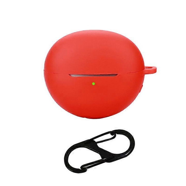 Husa de protectie din silicon pentru casti Freeclip, rosie, 70x55x31mm, cu bucla de agatare