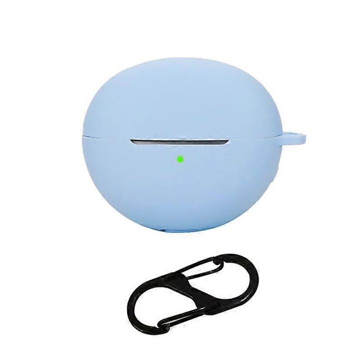 Husa de protectie din silicon pentru casti Freeclip, albastru deschis, 70x55x31mm, cu bucla de agatare