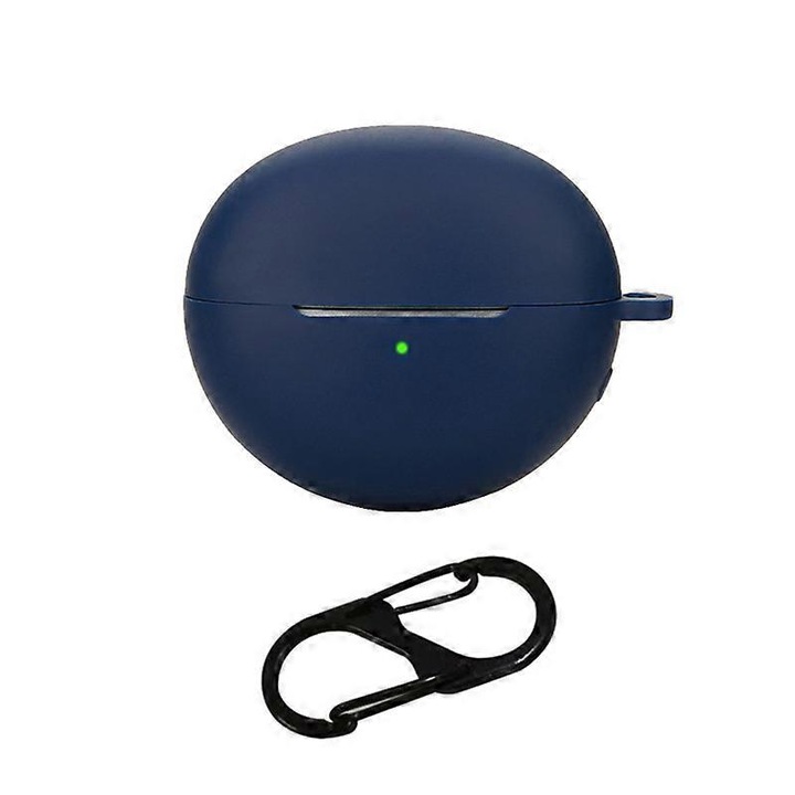 Husa de protectie din silicon pentru casti Freeclip, albastru inchis, 70x55x31mm, cu bucla de agatare